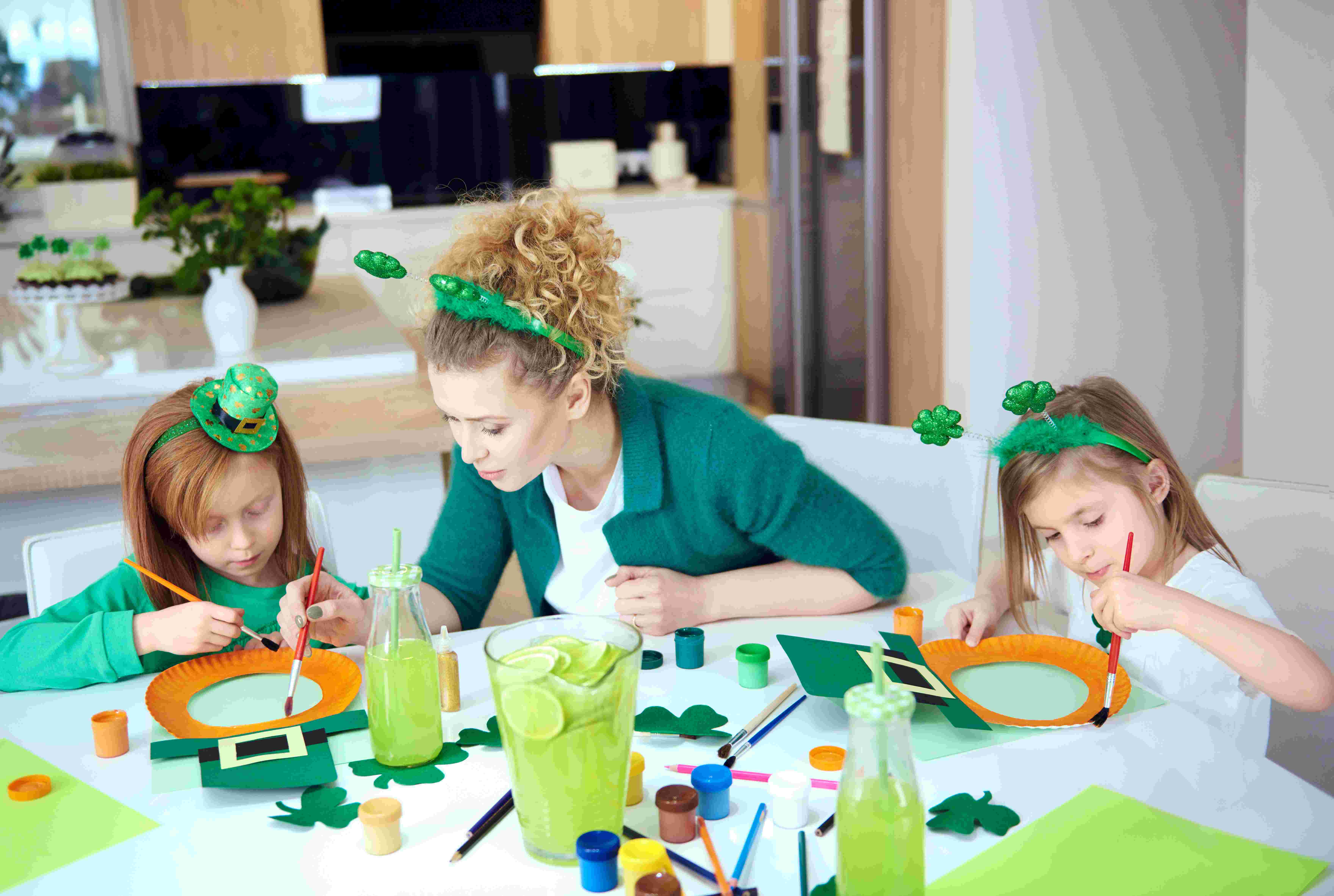 children doing St Patrick Day activity